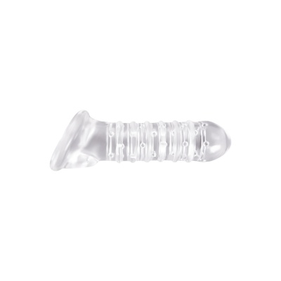 Nakładka na penisa Ribbed Sleeve Transparent, żebrowana, 13,5 cm - 1
