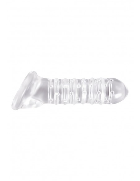 Stymulator-RIBBED EXTENSION CLEAR - Przedłużki i nakładki na penisa - 1