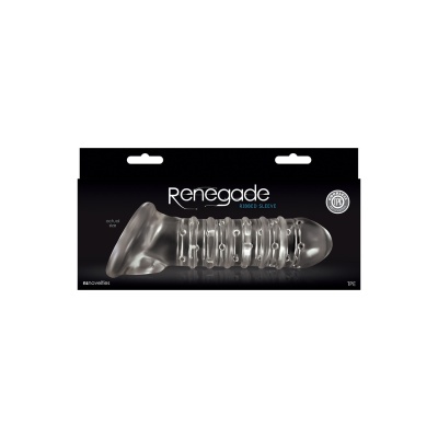 Nakładka na penisa Ribbed Sleeve Transparent, żebrowana, 13,5 cm - 1 2