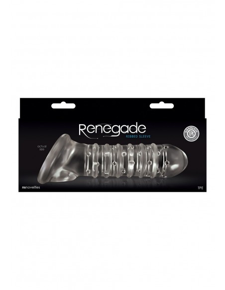 Stymulator-RIBBED EXTENSION CLEAR - Przedłużki i nakładki na penisa - 2