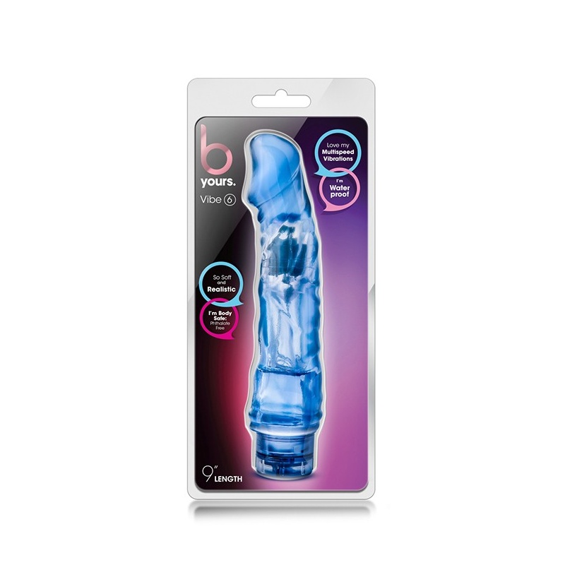 Wibrator realistyczny Vibe 6 Blue z pokrętłem regulacji intensywności i wodoodporną obudową, 19 cm x 4 cm - 1