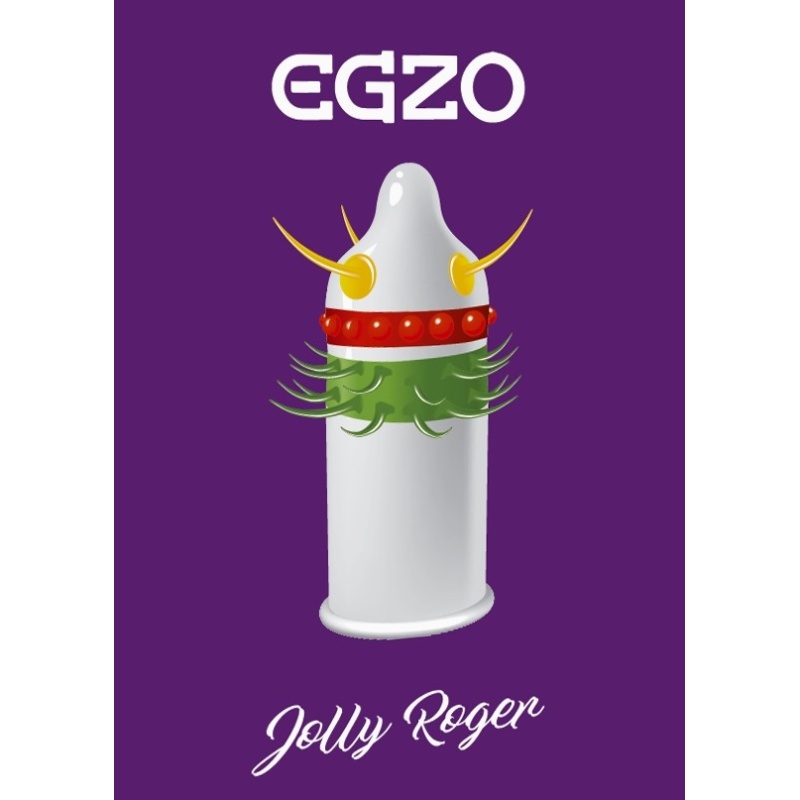 Prezerwatywa Jolly Roger z wypustkami i prążkami, 52 mm - 2