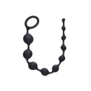 Koraliki analne Long Pleasure Chain Black - silikon medyczny, stopniowane kulki, pętla bezpieczeństwa, 35 cm - 2