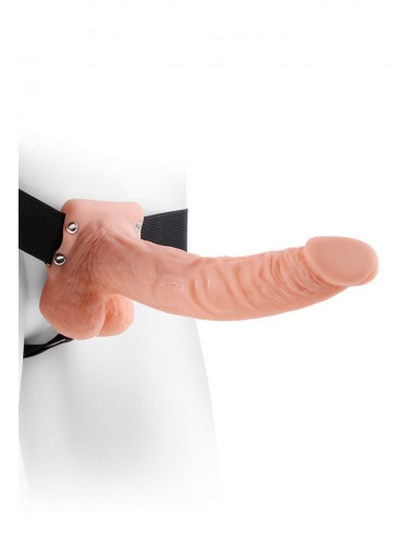 Proteza-HOLLOW STRAP-ON W BALLS 9"""" FLESH - Strap-ony, dilda na pasku bez wibracji - 2