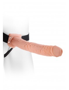Proteza-HOLLOW STRAP-ON W BALLS 11"""" FLESH - Strap-ony, dilda na pasku bez wibracji - 1 2