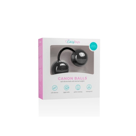 Kulki waginalne Canon Balls Black - silikonowe z ruchomą przeciwwagą 40 g, długość 20 cm - 6