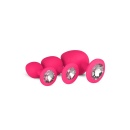 Zestaw korków analnych Plug-Diamond Plug Set-Pink z silikonu medycznego, trzy stopniowane rozmiary 7-9,3 cm i średnice 2,7-4 cm, - 1