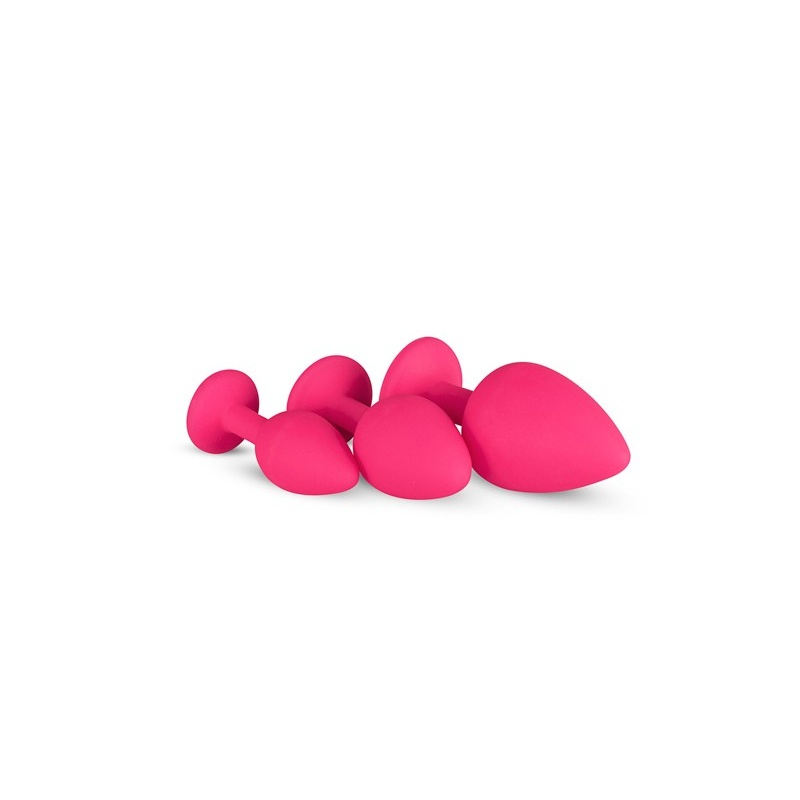 Zestaw korków analnych Plug-Diamond Plug Set-Pink z silikonu medycznego, trzy stopniowane rozmiary 7-9,3 cm i średnice 2,7-4 cm, - 2