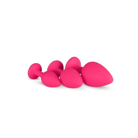 Zestaw korków analnych Plug-Diamond Plug Set-Pink z silikonu medycznego, trzy stopniowane rozmiary 7-9,3 cm i średnice 2,7-4 cm, - 2