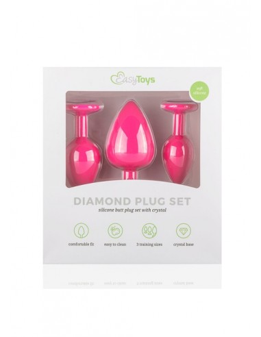 Plug-Diamond Plug Set-Pink - Zestawy Korków Analnych - 5