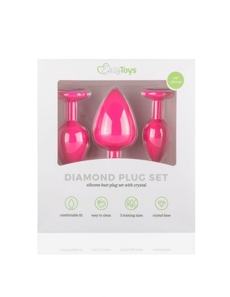 Plug-Diamond Plug Set-Pink - Zestawy Korków Analnych - 5