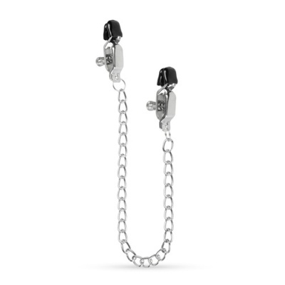 Klamerki na sutki Big Nipple Clamps With Chain - regulowane zaciski śrubowe z metalowym łańcuchem 45 cm, śr. szczęk 1,30 cm - 1 2
