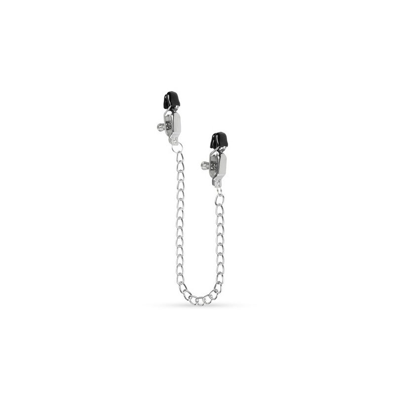 Klamerki na sutki Big Nipple Clamps With Chain - regulowane zaciski śrubowe z metalowym łańcuchem 45 cm, śr. szczęk 1,30 cm - 2