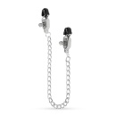Klamerki na sutki Big Nipple Clamps With Chain - regulowane zaciski śrubowe z metalowym łańcuchem 45 cm, śr. szczęk 1,30 cm - 2
