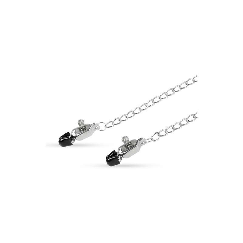 Klamerki na sutki Big Nipple Clamps With Chain - regulowane zaciski śrubowe z metalowym łańcuchem 45 cm, śr. szczęk 1,30 cm - 3
