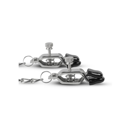Klamerki na sutki Big Nipple Clamps With Chain - regulowane zaciski śrubowe z metalowym łańcuchem 45 cm, śr. szczęk 1,30 cm - 5