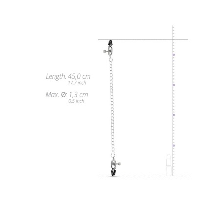 Klamerki na sutki Big Nipple Clamps With Chain - regulowane zaciski śrubowe z metalowym łańcuchem 45 cm, śr. szczęk 1,30 cm - 6
