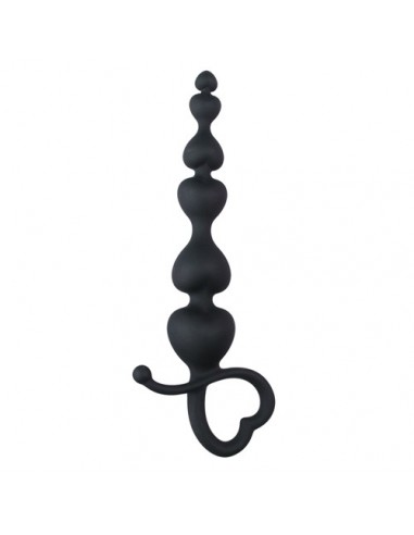 Czarny Korek Analny Uchwyt Serce - Kulki analne, koraliki analne - 1