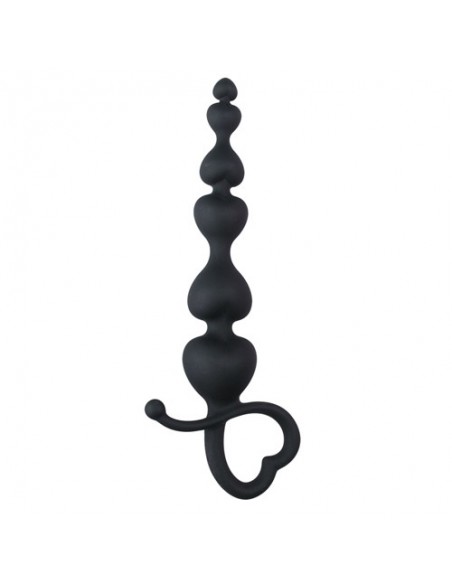 Czarny Korek Analny Uchwyt Serce - Kulki analne, koraliki analne - 1