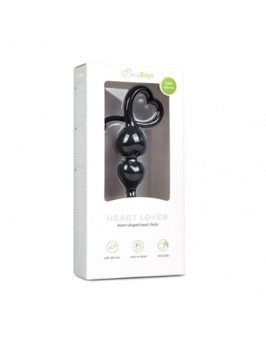 Czarny Korek Analny Uchwyt Serce - Kulki analne, koraliki analne - 2