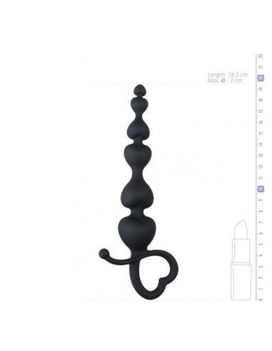 Czarny Korek Analny Uchwyt Serce - Kulki analne, koraliki analne - 4