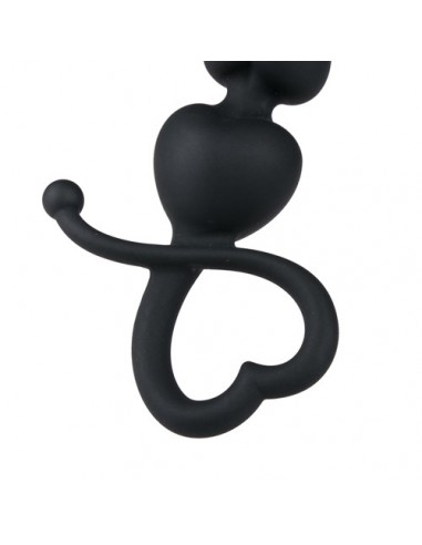 Czarny Korek Analny Uchwyt Serce - Kulki analne, koraliki analne - 5