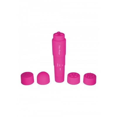 Symulator łechtaczki Funky Massager Violet z 4 wymiennymi nakładkami, długość 9,5 cm - 1