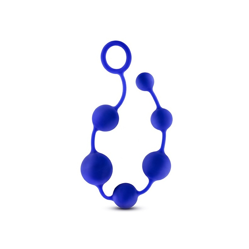 Koraliki analne Performance Indigo - silikon platynowy, 6 stopniowanych kul, 40,6 cm - 1