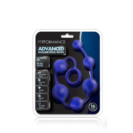 Koraliki analne Performance Indigo - silikon platynowy, 6 stopniowanych kul, 40,6 cm - 2