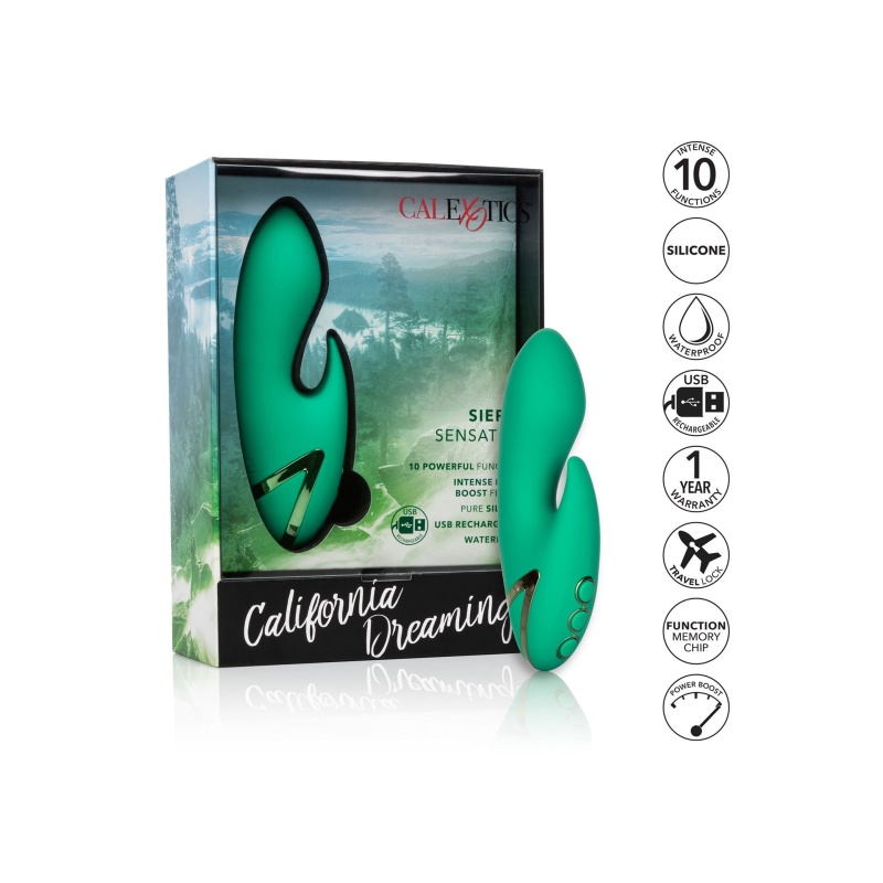 Wibrator dwupunktowy Sierra Sensation Green z 10 trybami wibracji i funkcją Power Boost, 14 cm - 5