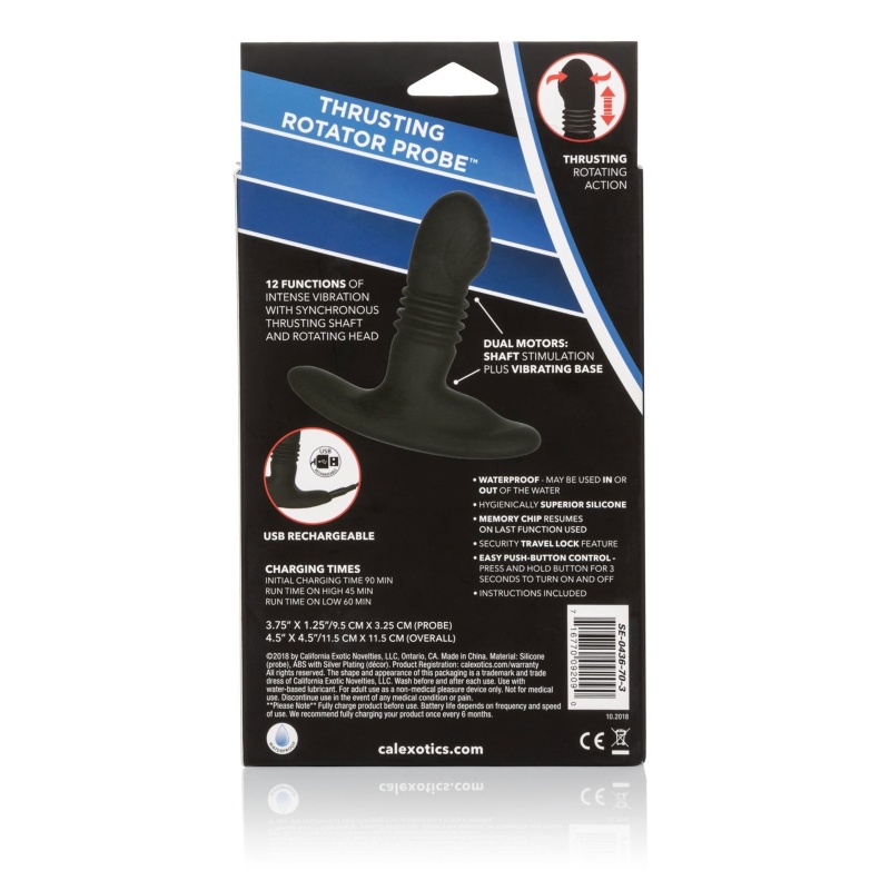 Eclipse Thrusting Probe Black - wibrujący plug analny z naprzemiennym ruchem rotacyjno-postępowym, silikon medyczny, długość 9,5 - 3