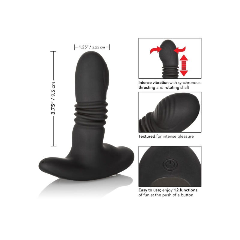 Eclipse Thrusting Probe Black - wibrujący plug analny z naprzemiennym ruchem rotacyjno-postępowym, silikon medyczny, długość 9,5 - 4