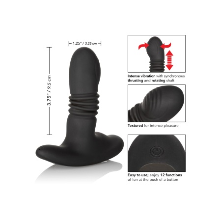 Eclipse Thrusting Probe Black - wibrujący plug analny z naprzemiennym ruchem rotacyjno-postępowym, silikon medyczny, długość 9,5 - 4