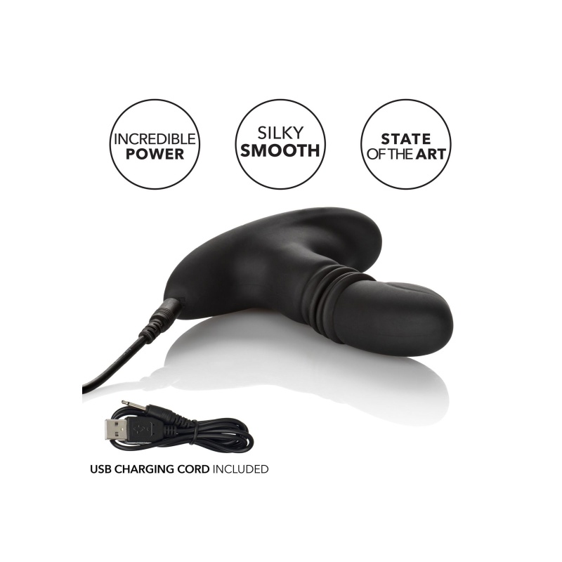 Eclipse Thrusting Probe Black - wibrujący plug analny z naprzemiennym ruchem rotacyjno-postępowym, silikon medyczny, długość 9,5 - 6