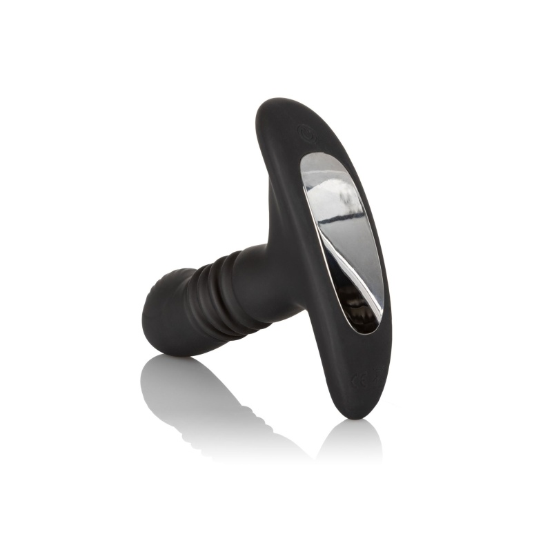 Eclipse Thrusting Probe Black - wibrujący plug analny z naprzemiennym ruchem rotacyjno-postępowym, silikon medyczny, długość 9,5 - 10