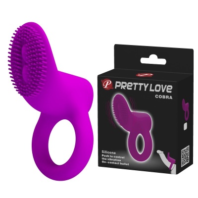 Wibrujący pierścień erekcyjny Cobra Violet ze stymulatorem łechtaczki, średnica 3,9 cm - 1
