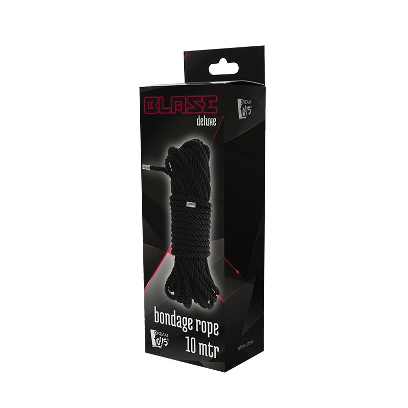 Lina do wiązań Bondage Rope 10M Black - pleciony nylon, metalowe końce, 1000 cm - 2