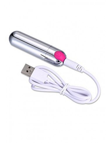 Mocny Mini Wibrator Bullet Silver/Pink Usb 10 Funkcji - Wibratory Mini - 4