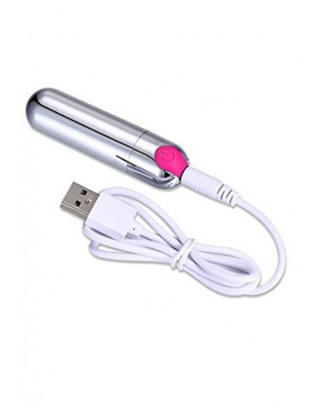 Mocny Mini Wibrator Bullet Silver/Pink Usb 10 Funkcji - Wibratory Mini - 4