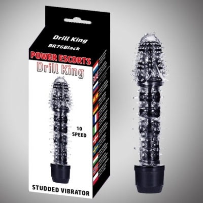 Wibrator Drill King 16,8 cm czarny z ćwiekami - 1