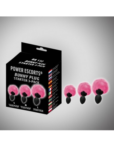 Bunny Plug 3 - Pack  Black With Pink Tail Starter 3 - Pack - Zestawy Korków Analnych - 2