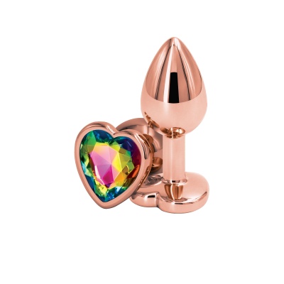 Korek analny Rear Assets Rose Gold Heart aluminiowy 7 cm - 1