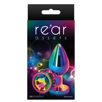 Korek analny Multicolor M z aluminium i kryształem 8 cm - 1 2