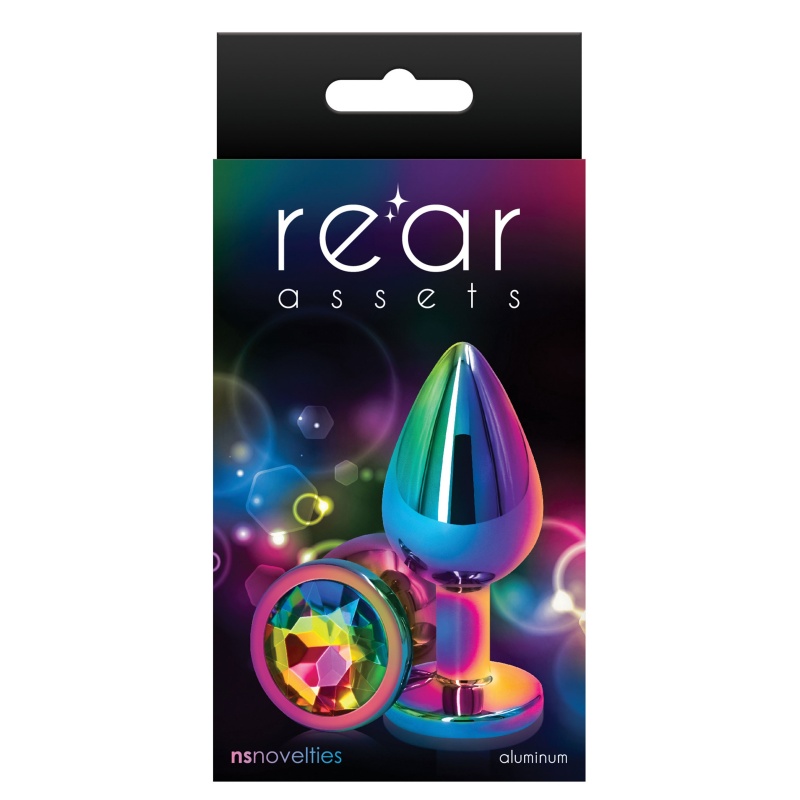 Korek analny Multicolor M z aluminium i kryształem 8 cm - 2