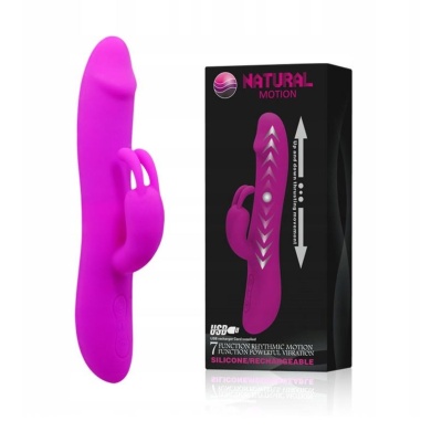 Wibrator podwójny Pretty Love Natural Motion 7 Function – ruch posuwisto-zwrotny, 20 cm - 1