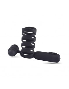 Anello Fallico Con Costrizione A Gabbia E Stimolatore Anale - Pierścienie erekcyjne wibrujące - 1 2