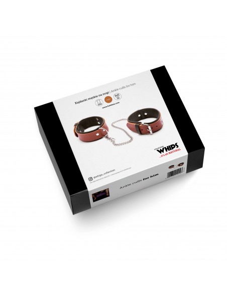 Kajdanki-WHIPS kajdanki męskie na nogi, koniakowe - Kajdanki erotyczne - 3