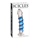 Szklane dildo Icicles No. 5 ze spiralą stymulującą i stożkową podstawką, 18,5 cm - 1