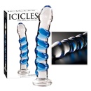 Szklane dildo Icicles No. 5 ze spiralą stymulującą i stożkową podstawką, 18,5 cm - 3