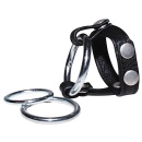 Regulowany pas na penisa i jądra Leather Strap – 3 wymienne metalowe pierścienie 3–3,8 cm, zapięcie zatrzaskowe - 2